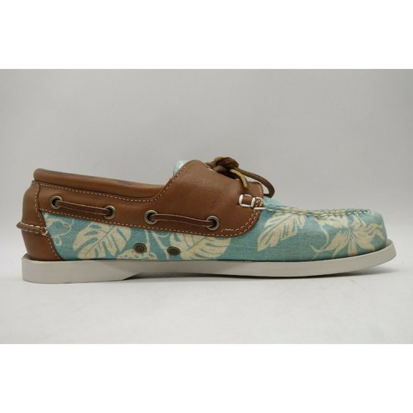 Brooks Brothers Brown Leather Floral Print Deck Boat Loafers Shoes Men\'s 9 D main image 10